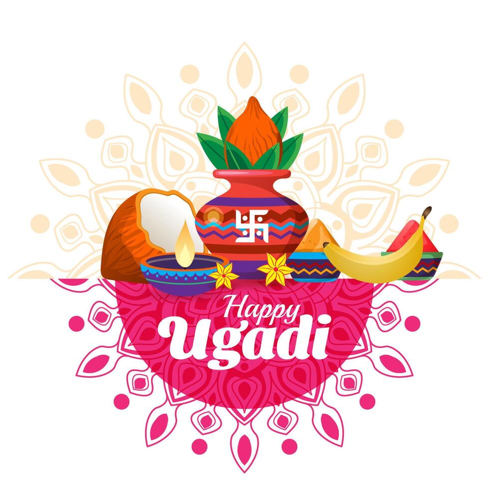 happy ugadi festival celebration greeting background vector