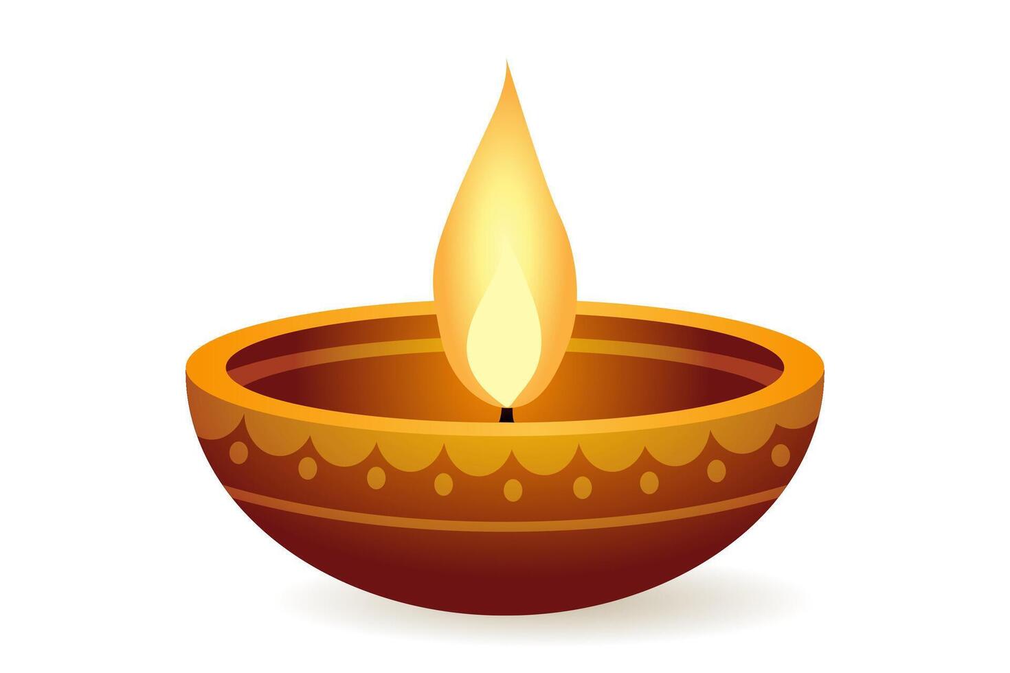 realistic decorative oil lamp, diya vector illustration isolated