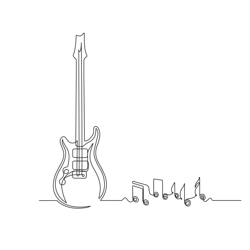 Guitar VECTOR OUTLINE WITH MUSIC