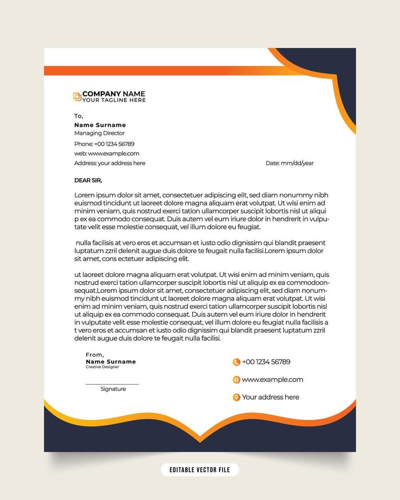 Modern business and corporate letterhead template. Letterhead design with black and yellow colors. Gradient luxury law firm letterhead. Professional creative template design for business. vector