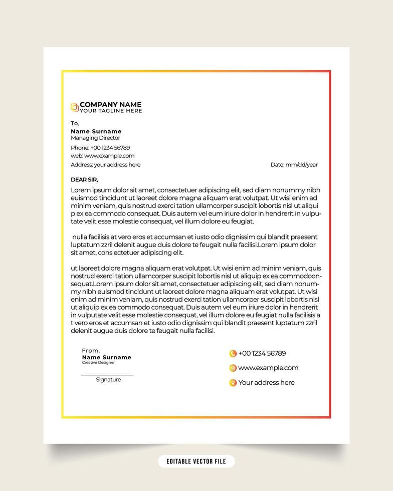 Modern business and corporate letterhead template. Letterhead design with various colors. white color background. Gradient luxury letterhead. Professional creative template design for business. vector