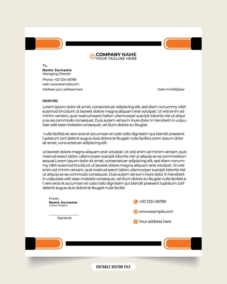 Modern business and corporate letterhead template. Letterhead design with black and yellow colors. white color background. Professional creative template design for business. Modern company letterhead vector