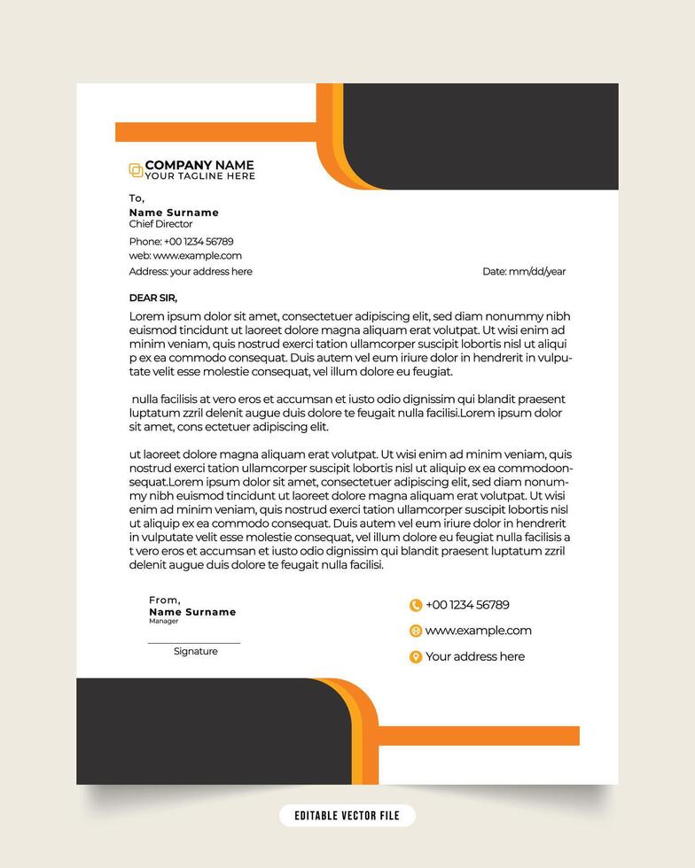 Modern business and corporate letterhead template.red,orange and black color template and white color background. Gradient luxury letterhead. Professional creative letterhead template design vector