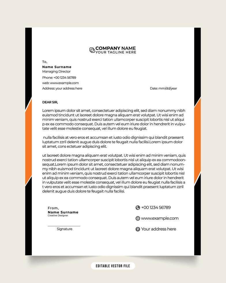 Modern business and corporate letterhead template. Letterhead design with black and yellow colors. Modern company letterhead. Professional creative template design for business. vector