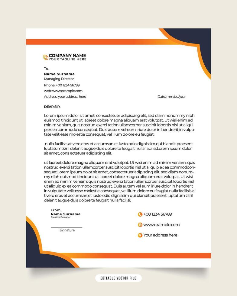 Modern business and corporate letterhead template. Letterhead design with black and yellow colors. Gradient luxury law firm letterhead. Professional creative template design for business. vector