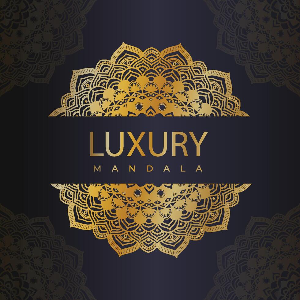 Luxury mandala background with dark blue arabic pattern. Mandala ornament on blue background. Creative luxury arabesque mandala background. Mandala pattern with white color Decorative golden mandala vector