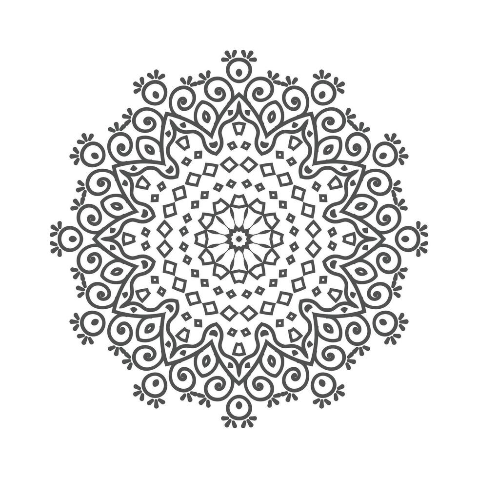 Indian decoration mandala pattern on white background. mandala pattern vector with dark gray color. Mandala line art illustration. decoration mandala ornament for coloring book. invitation card.