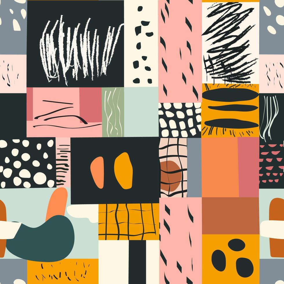 Abstract contemporary seamless pattern. Modern patchwork illustration in vector