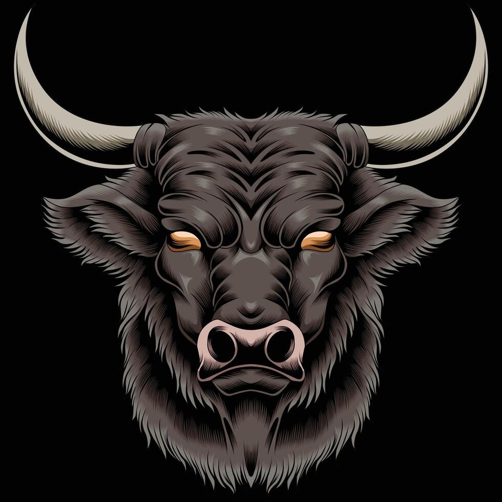 Vintage strong bull head vector illustration
