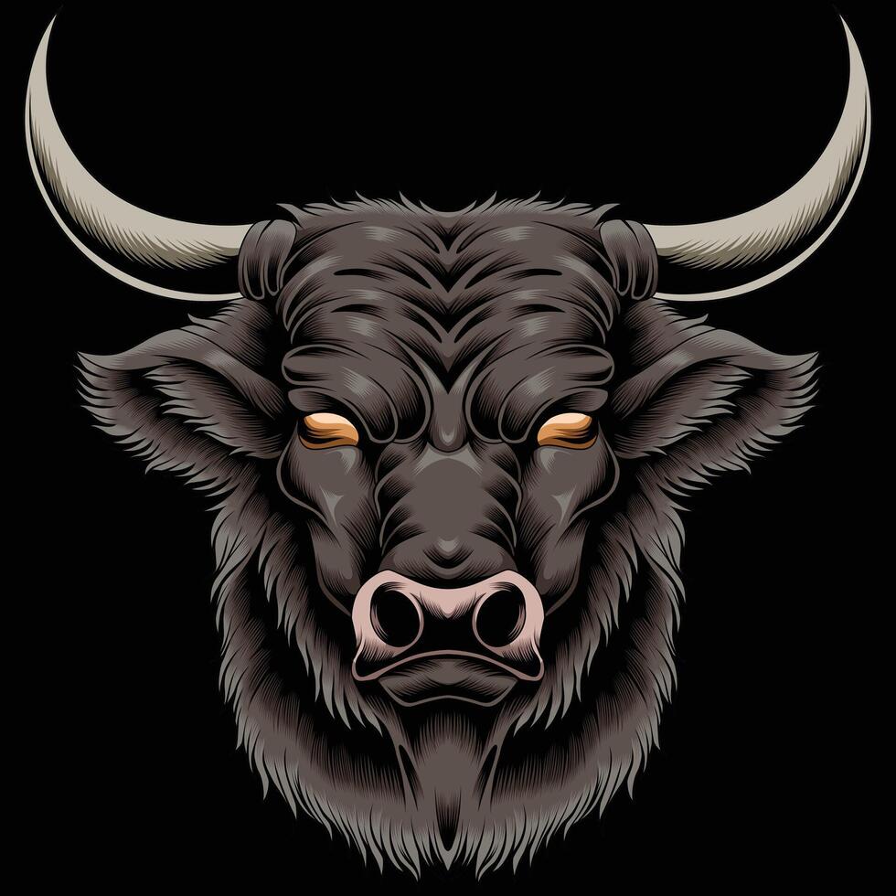 Vintage strong bull head vector illustration