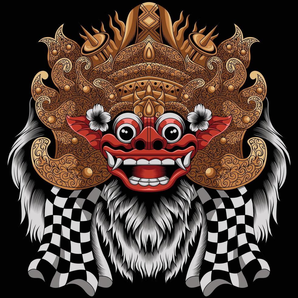Vector illustration of barong bali mask