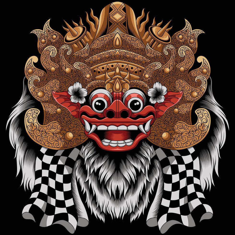 ilustración vectorial de la máscara barong bali vector