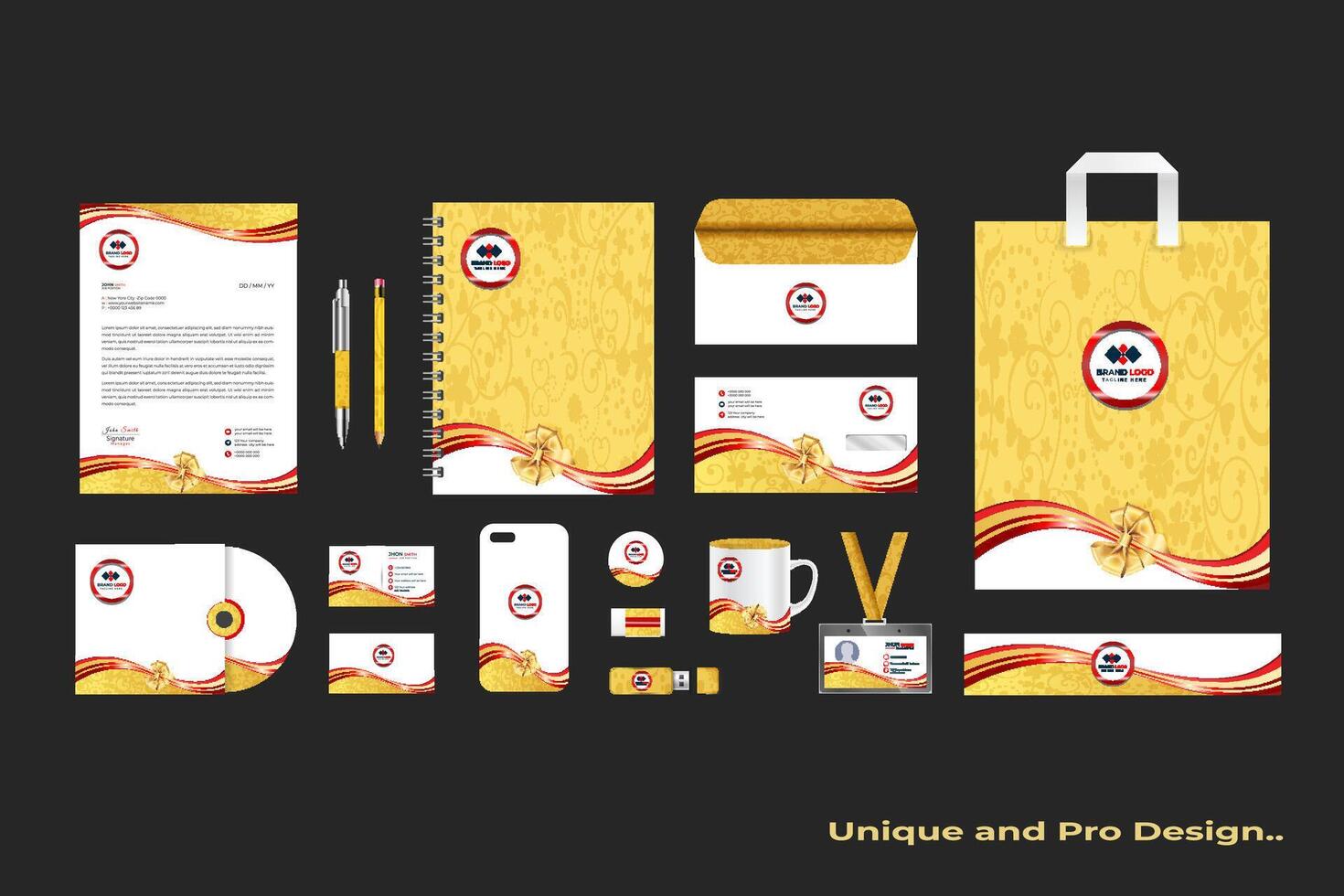 Corporate Identity design on stationery items. vector