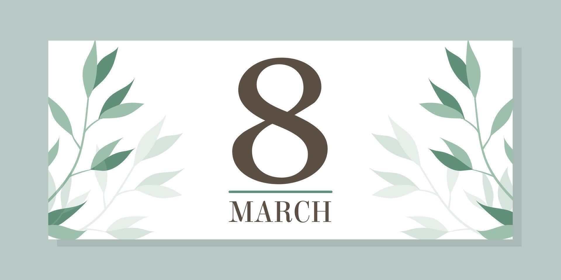 Horizontal banner for international women's and March 8 with floral pattern in minimalist style vector