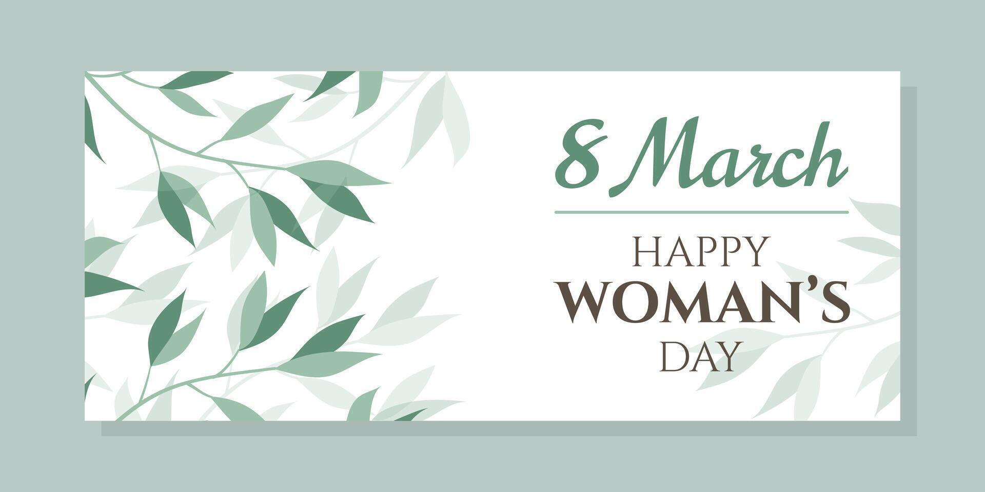 Horizontal banner for international women's and March 8 with floral pattern in minimalist style vector