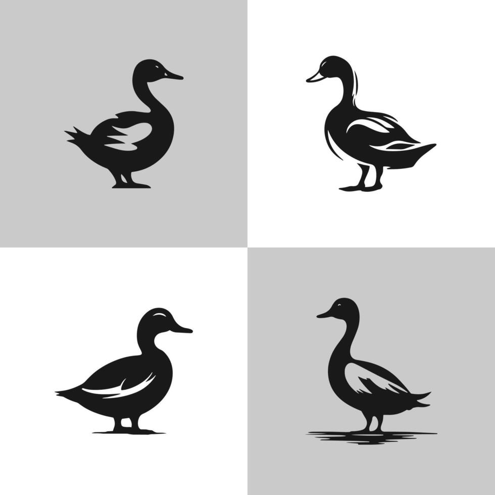 logo de patos icono conjunto aislado vector silueta diseño