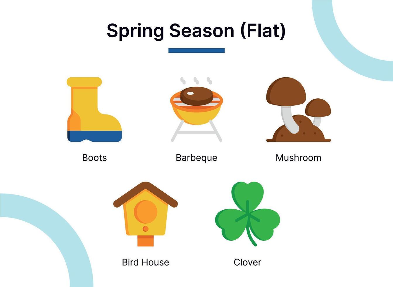 Spring Season Icon Set in Flat Color Style Suitable for web and app icons, presentations, posters, etc. vector