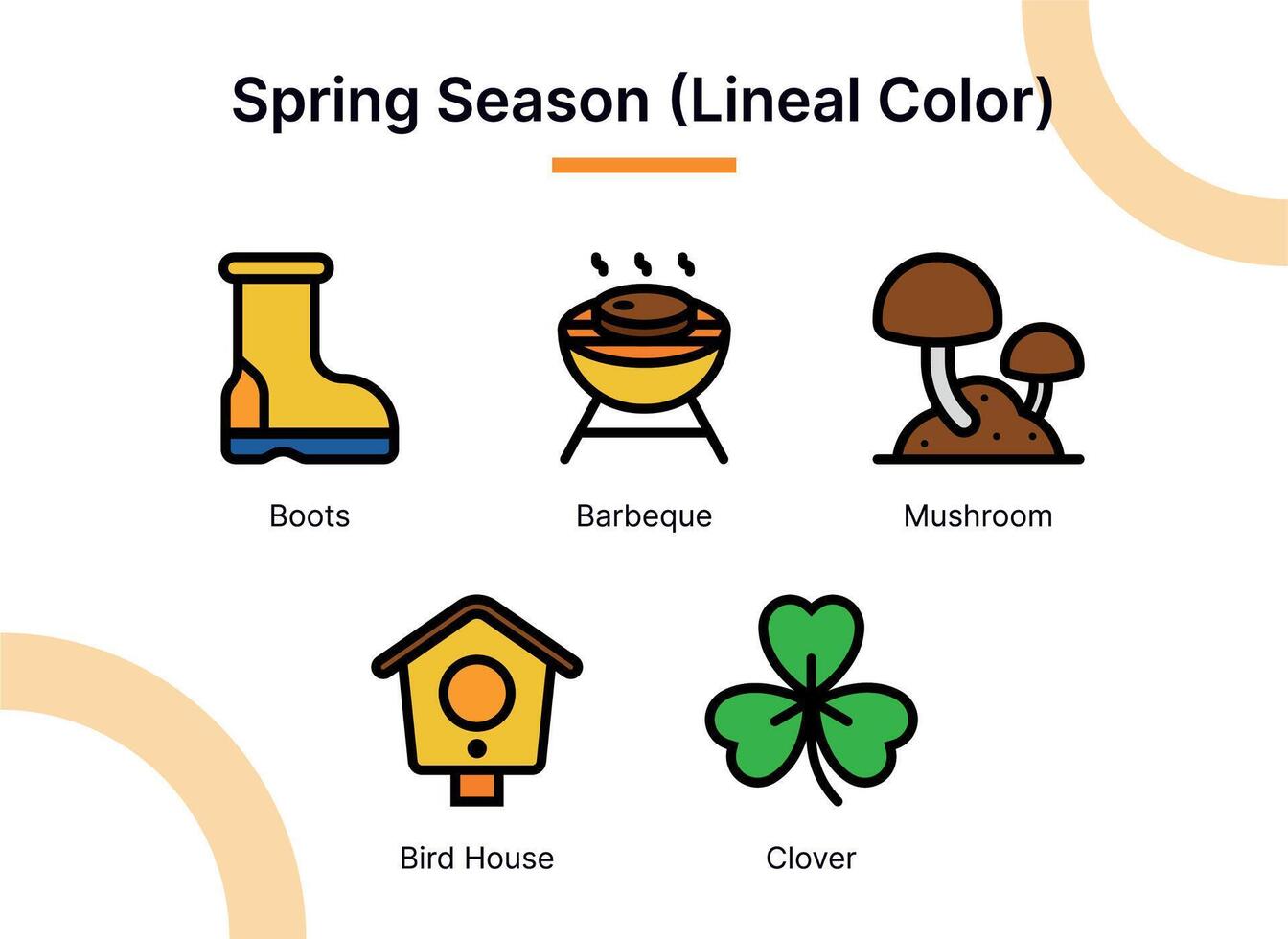 Spring Season Icon Set in Lineal Color Style Suitable for web and app icons, presentations, posters, etc. vector