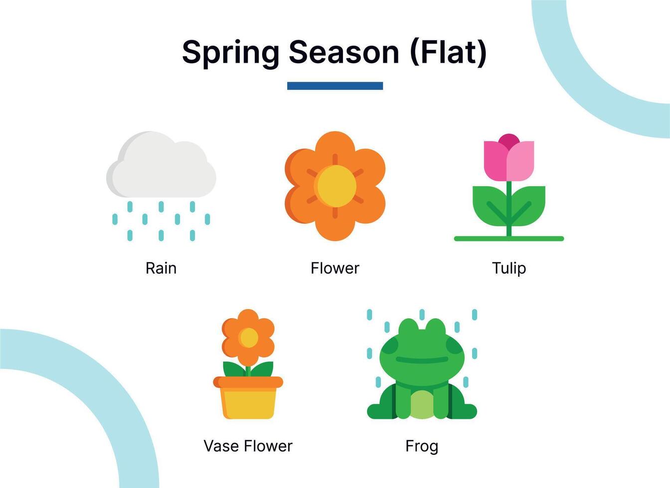 Spring Season Icon Set in Flat Color Style Suitable for web and app icons, presentations, posters, etc. vector