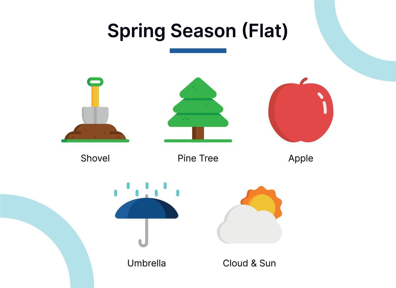 Spring Season Icon Set in Flat Color Style Suitable for web and app icons, presentations, posters, etc. vector