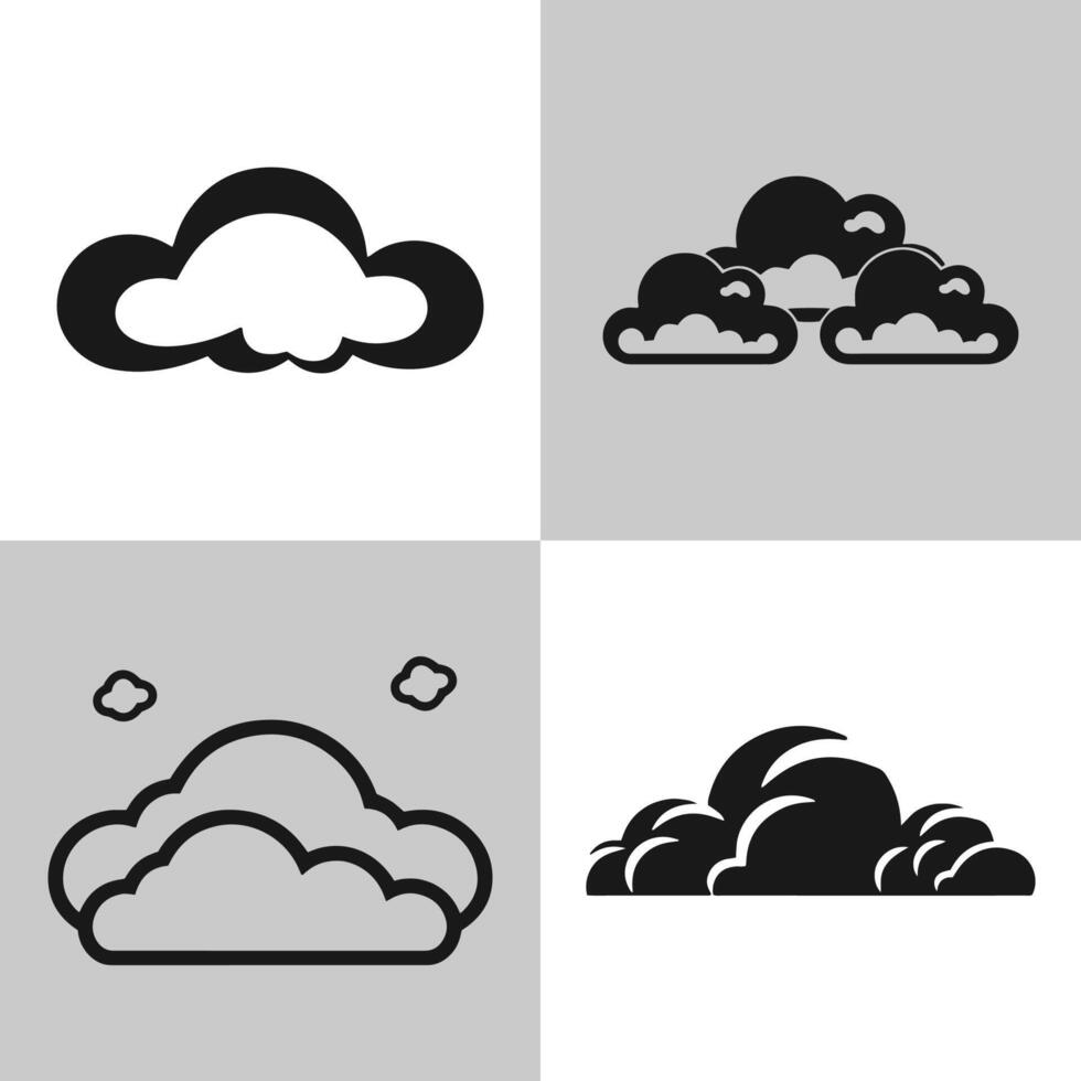 logo de nubes icono conjunto aislado vector silueta diseño