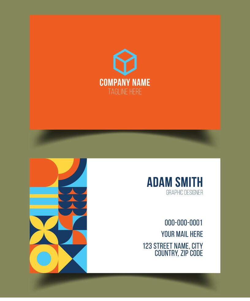 Creative premium double vector flat business card template design.