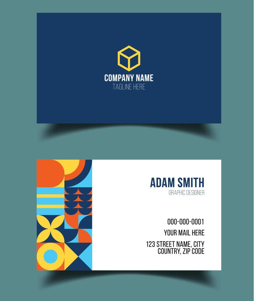 Creative premium double vector flat business card template design.