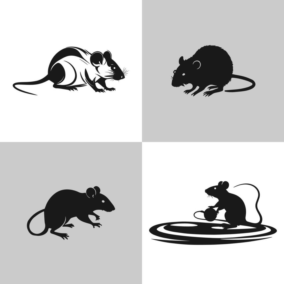 logo de ratón o rata icono conjunto aislado vector silueta diseño