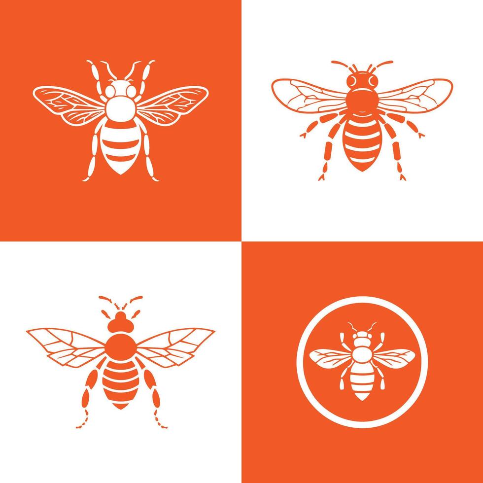 logo de abejas icono conjunto aislado vector silueta diseño