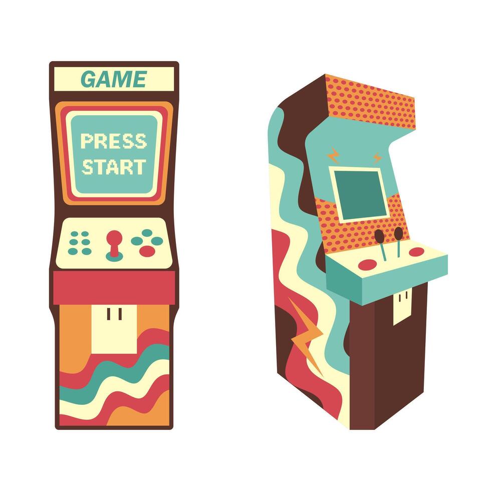 Retro arcade game machine from the 90s. Vector illustration.