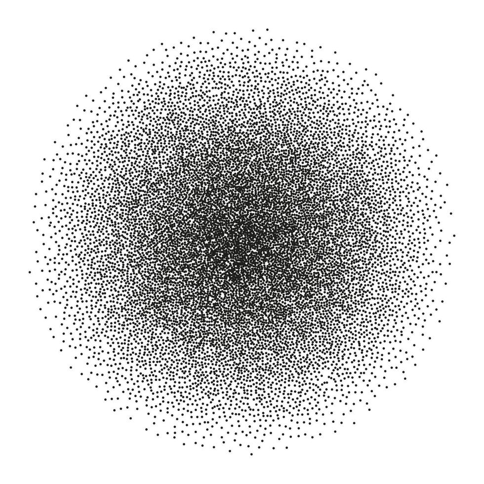 Stipple spray circle. Vector dotted monochrome grunge texture. Halftone round gradient