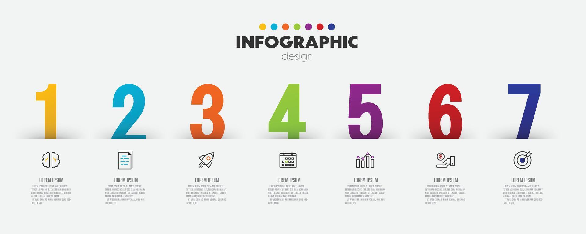 Vector timeline for infographics template diagrams, graphs, presentations and business concept charts with 7 options.