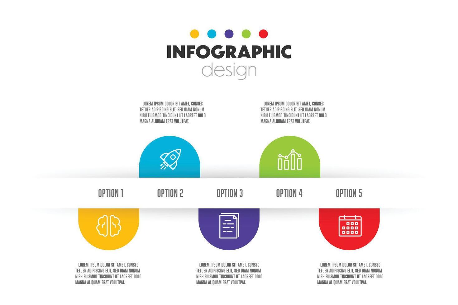 Vector infographic design template with icon 5 option. Modern infographic for presentation.