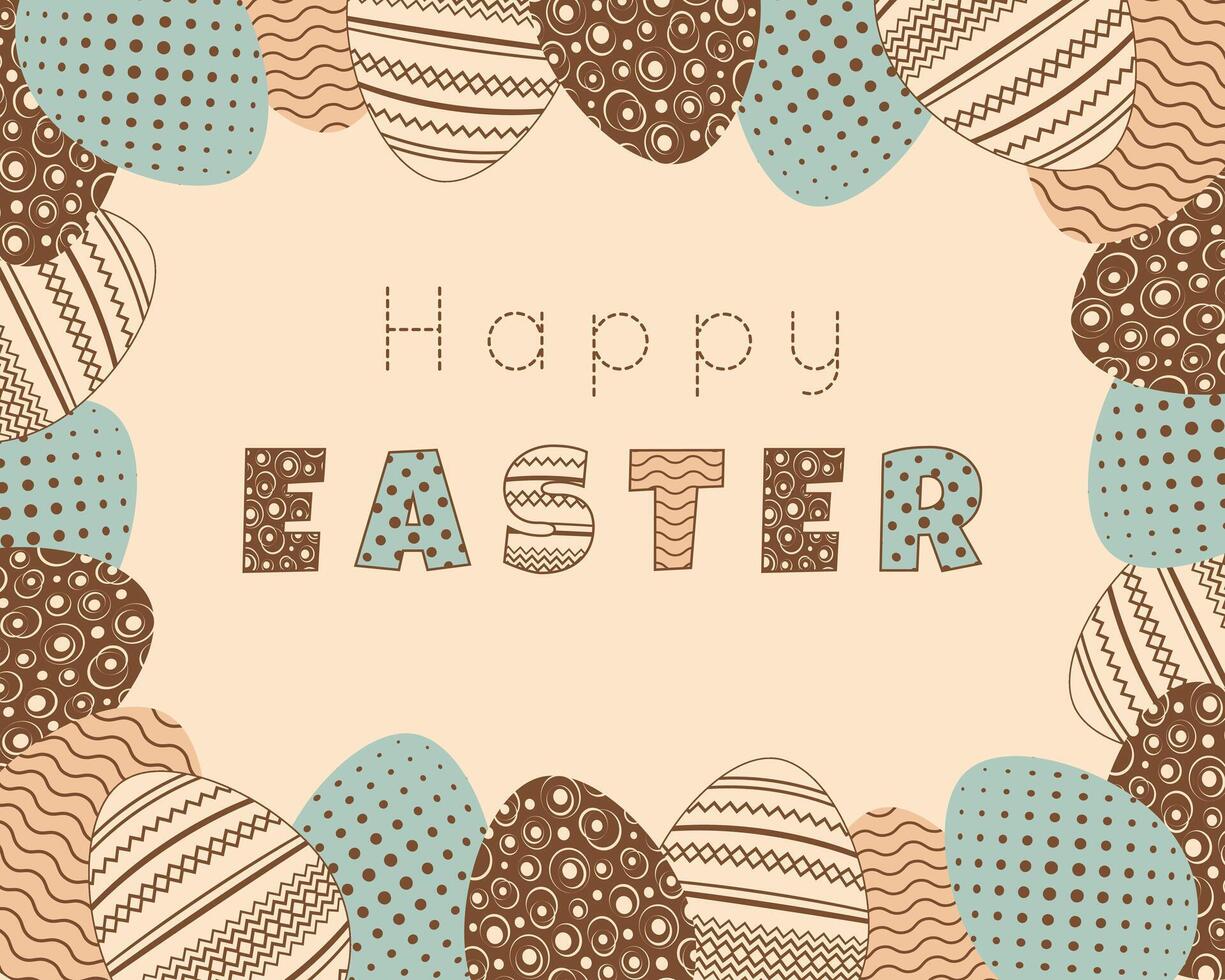 Happy Easter creative banner with  Easter eggs and font design in vintage retro style vector