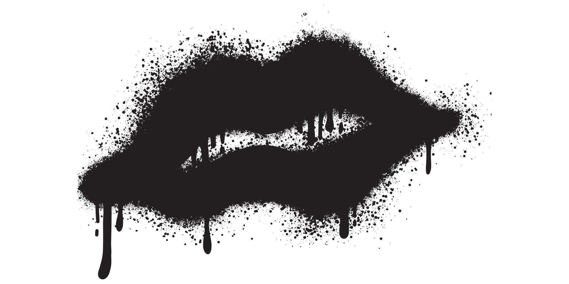 Spray Painted Mouth Graffiti Sprayed isolated on white background. vector