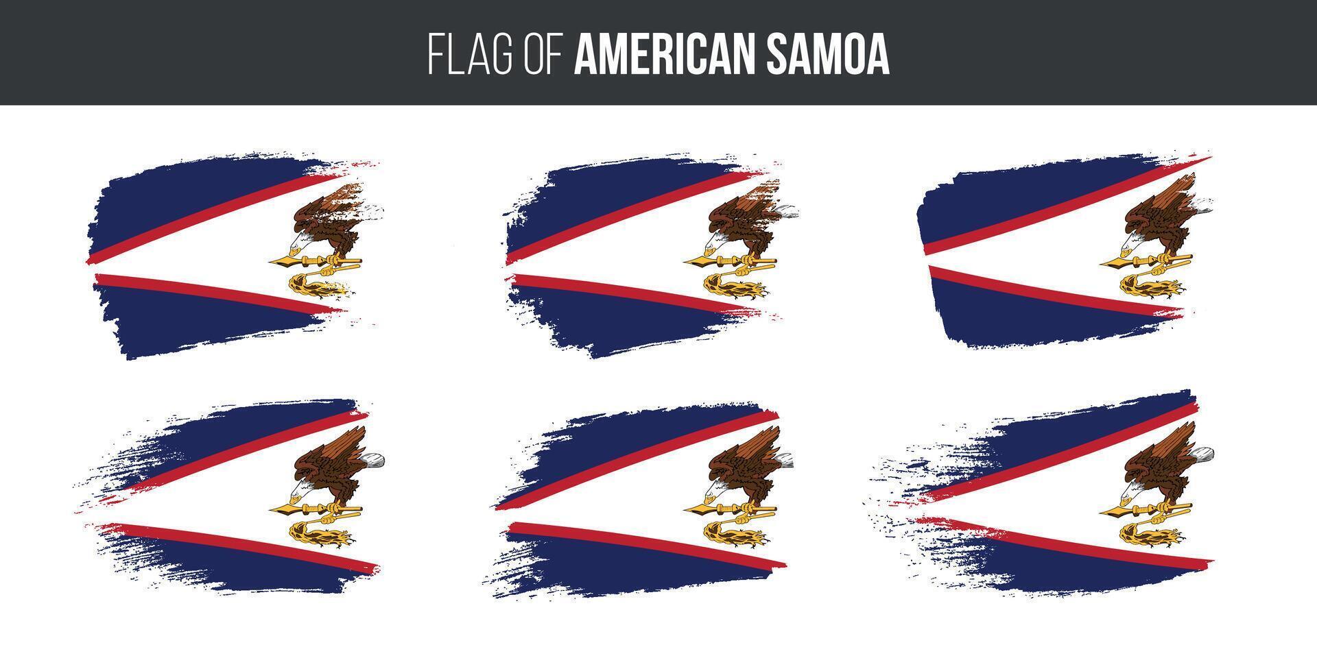 americano Samoa banderas conjunto cepillo carrera grunge vector ilustración bandera de americano Samoa aislado en blanco