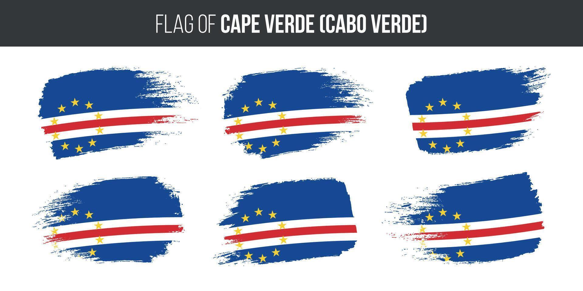 capa verde banderas conjunto cepillo carrera grunge vector ilustración bandera de cabo verde aislado en blanco