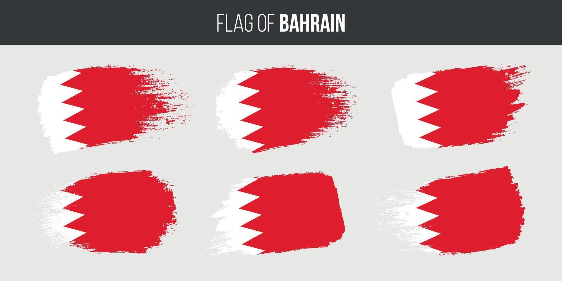 Bahrain flags set brush stroke grunge vector illustration flag of bahrain isolated on white