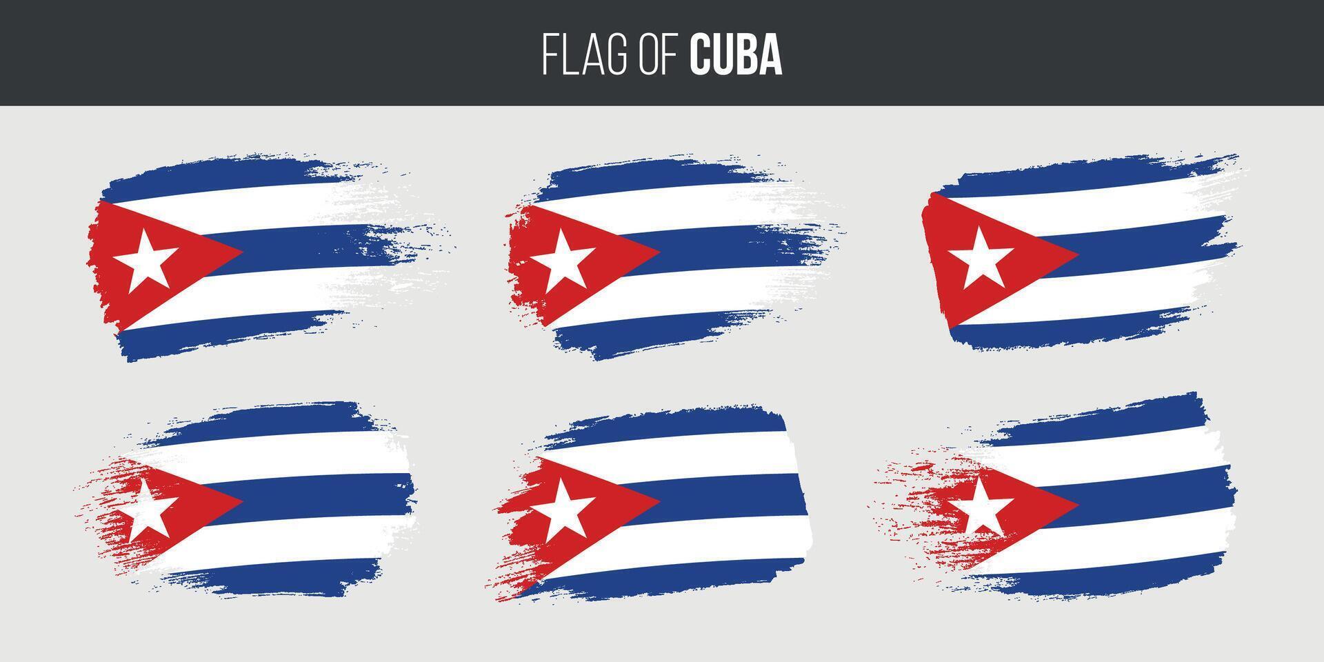 Cuba flags set brush stroke grunge vector illustration flag of cuba isolated on white