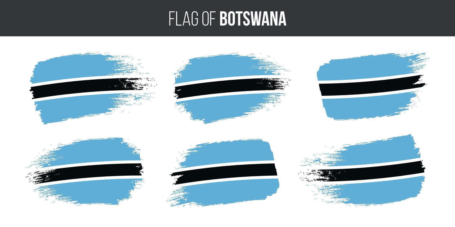 Botswana flags set brush stroke grunge vector illustration flag of botswana isolated on white