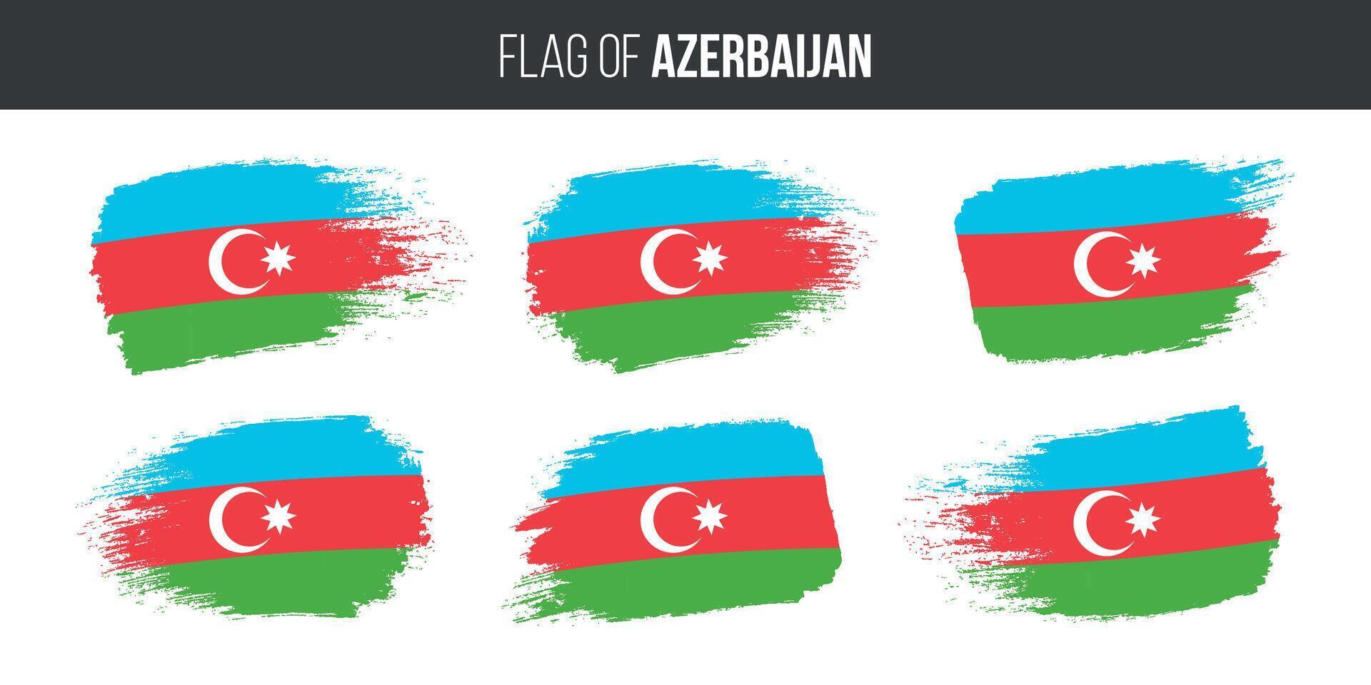 Azerbaijan flags set brush stroke grunge vector illustration flag of azerbaijan isolated on white