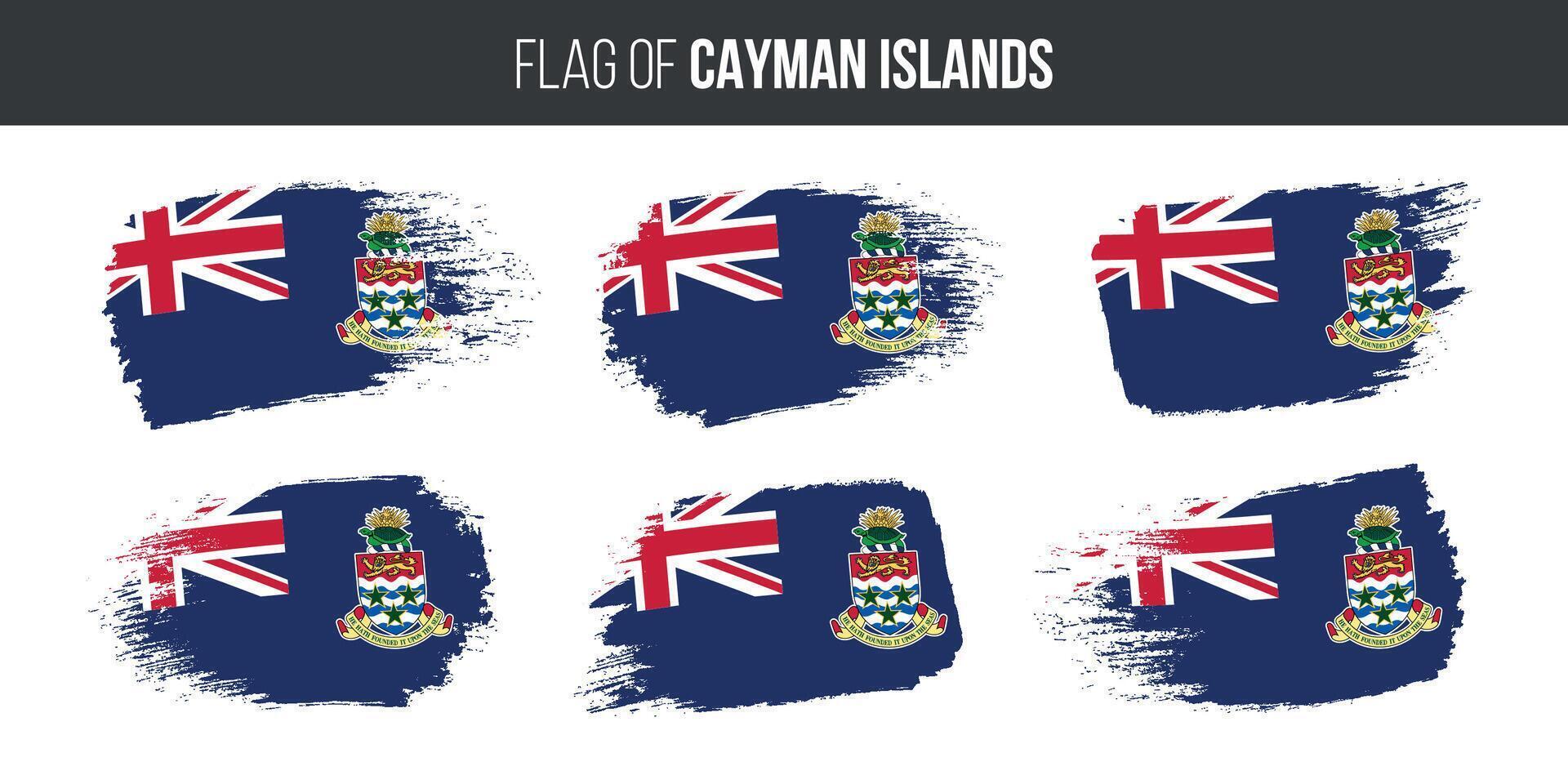 Cayman islands flags set brush stroke grunge vector illustration flag of cayman islands isolated on white