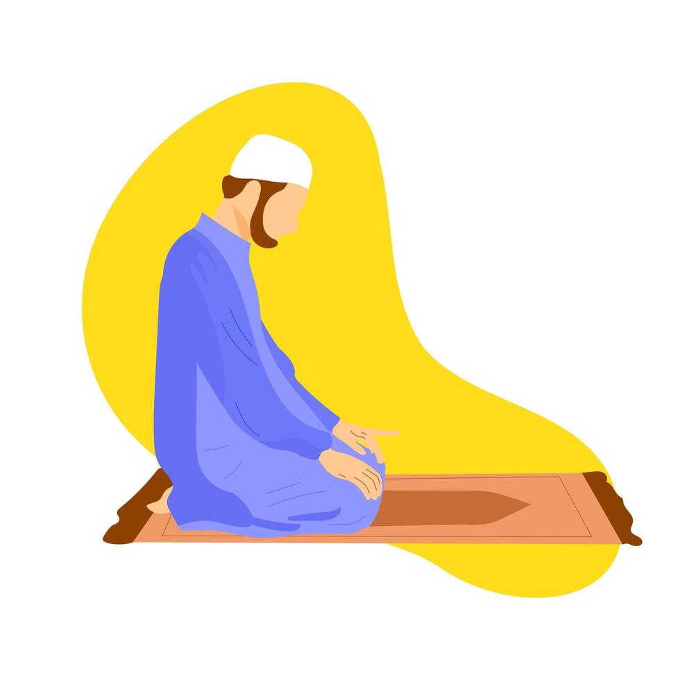 vector illustration of a Muslim man praying very calmly