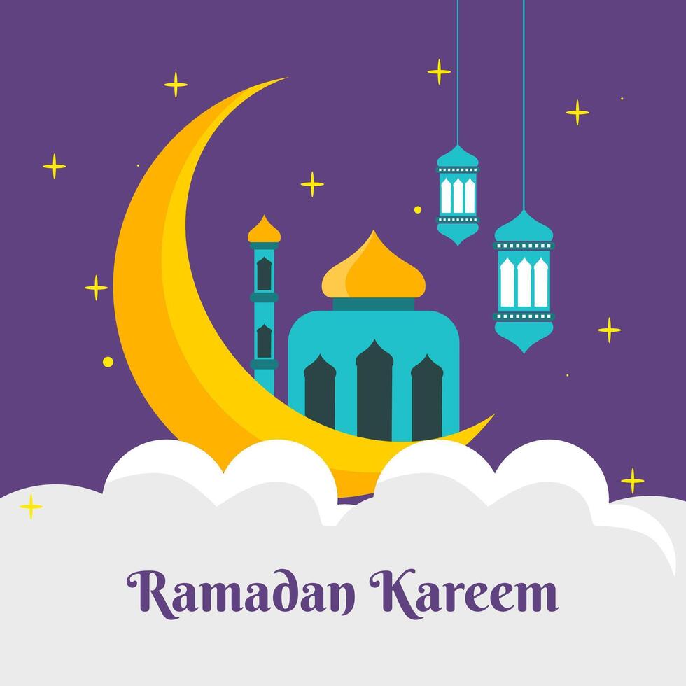 Ramadán kareem simpático mezquitas vector ilustraciones