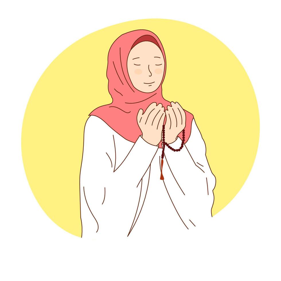vector illustration of a Muslim woman praying very calmly