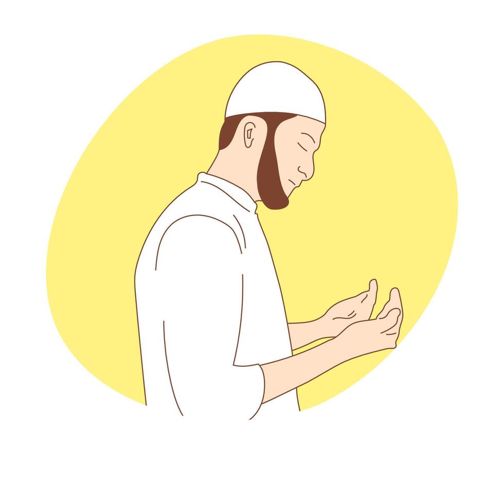 vector illustration of a Muslim man praying very calmly