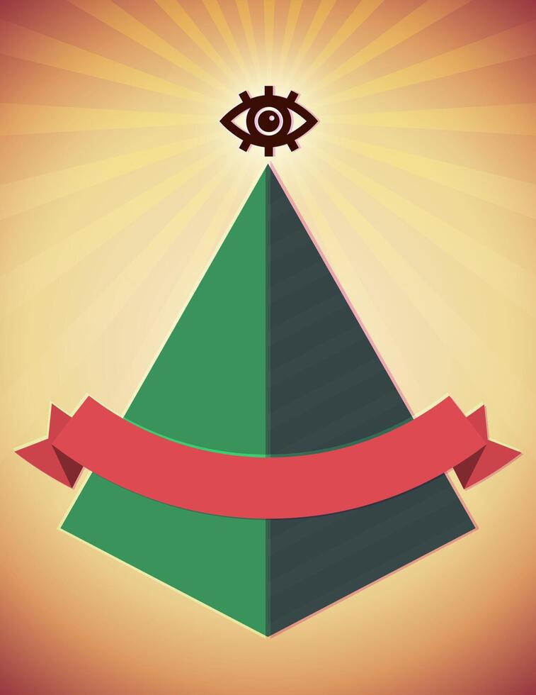 Retro poster with all seeing eye and pyramid vector