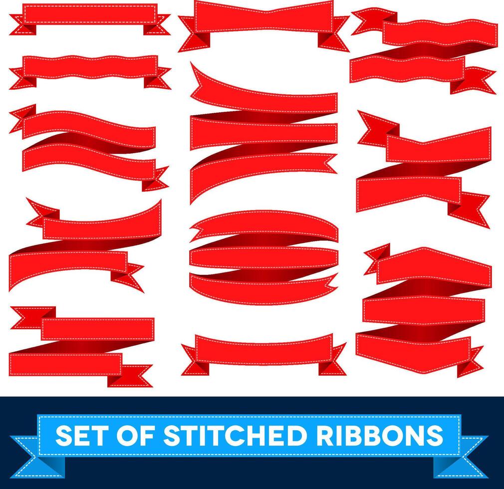 Set of bent ribbons with seam vector