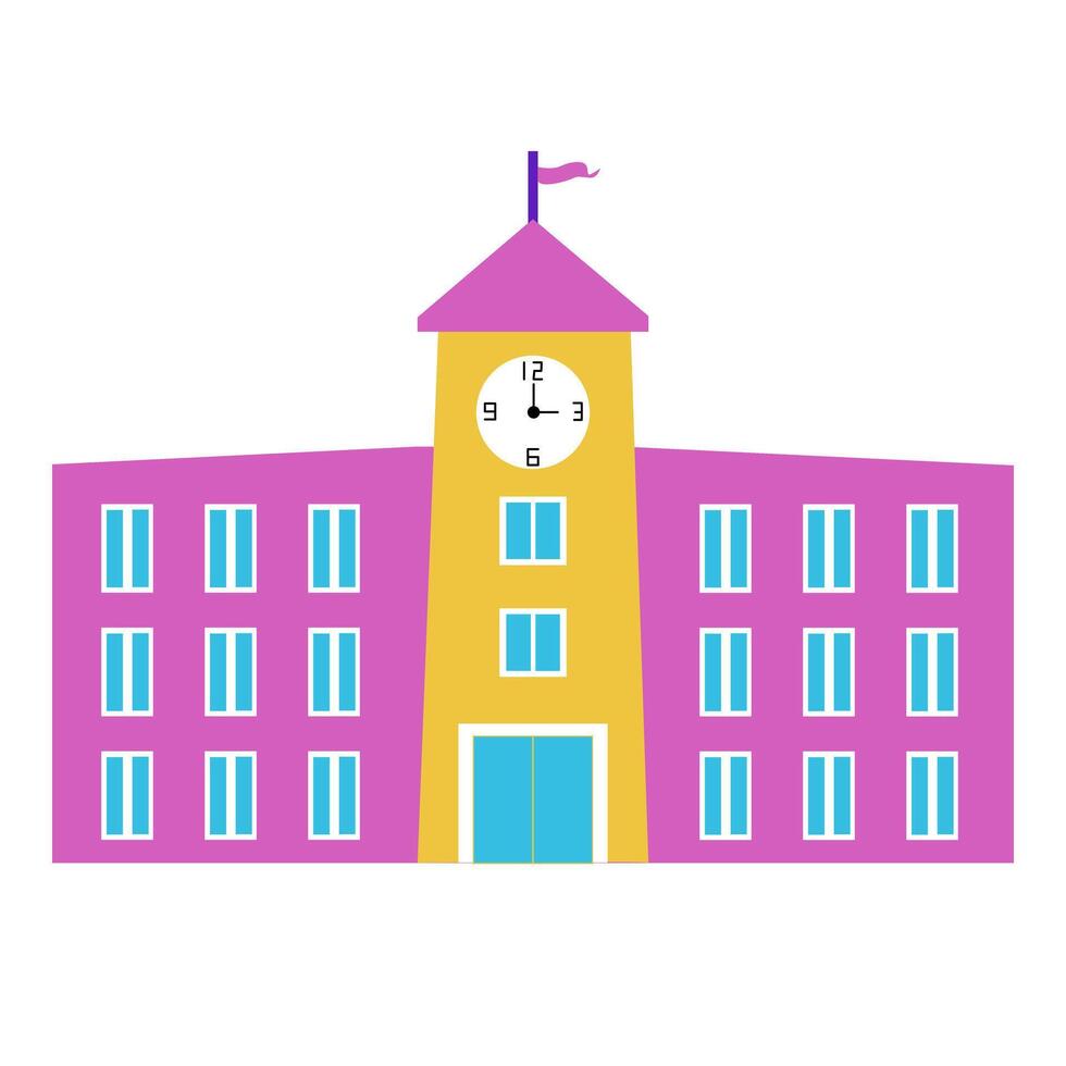 school building with clock vector