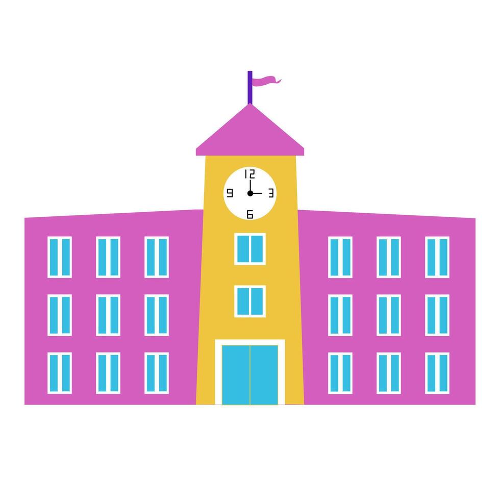 colegio edificio con reloj vector